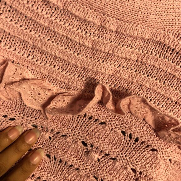 zara structured knit jacket small s m pink ruffled knitted ruffled to - Picture 6 of 11